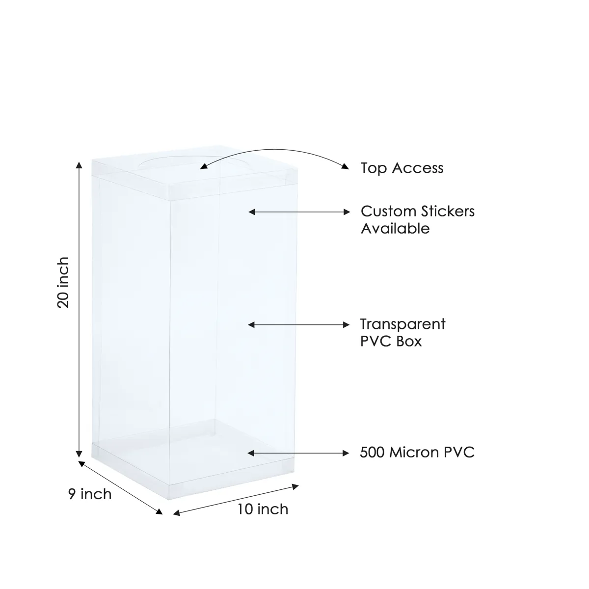 BinWin 30 litre clear PVC bin with dimensions