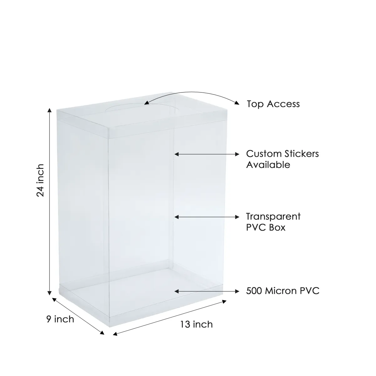BinWin 50 litre clear PVC bin with dimensions