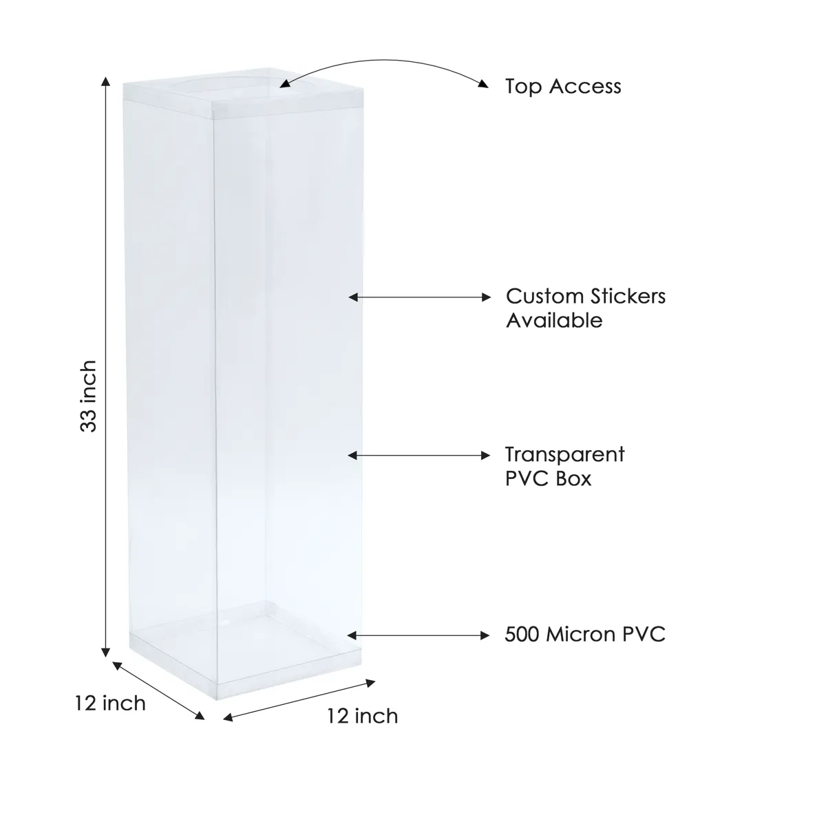 BinWin 75 litre clear PVC bin with dimensions