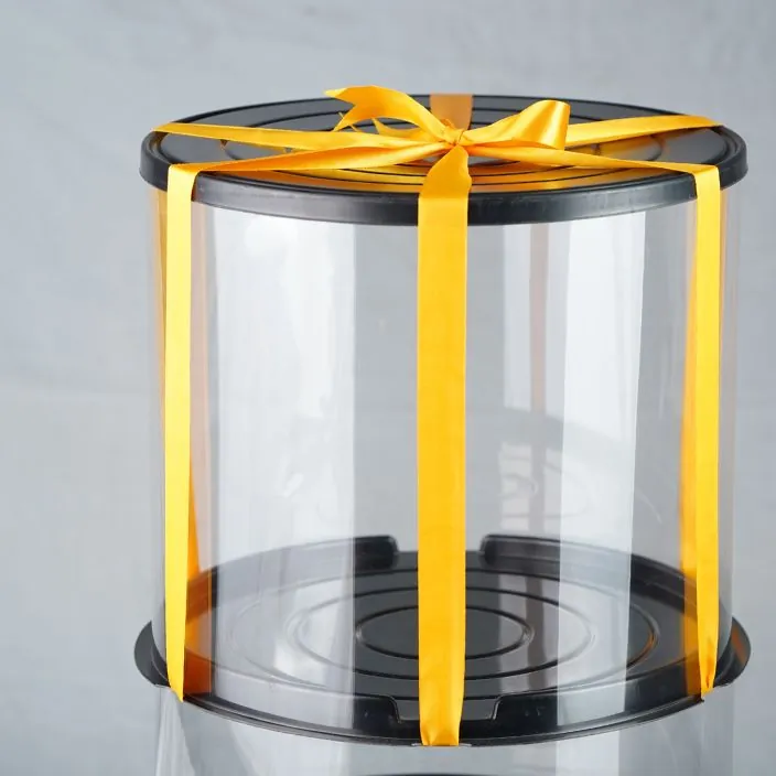 Clear cake box with ribbon