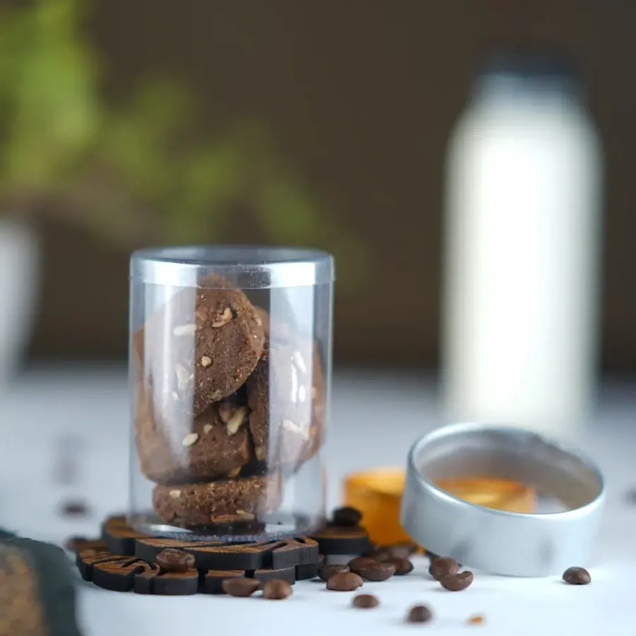 Clear jar of cookies